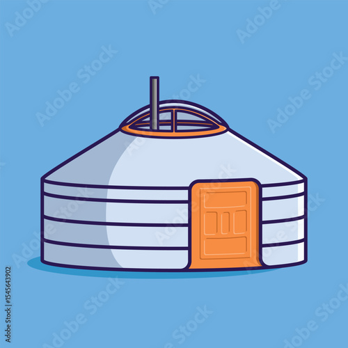 Simple Mongolian Ger Yurt cartoon vector illustration Collection of Traditional House concept icon isolated