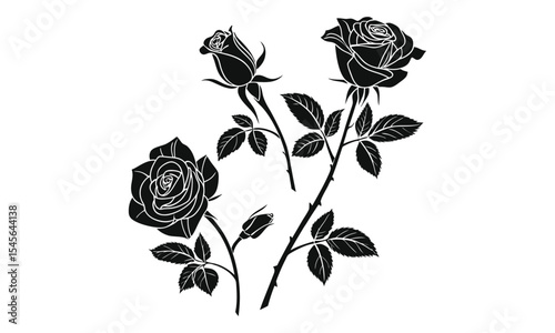 Beautiful bouquet of roses vector illustration with greenery.

