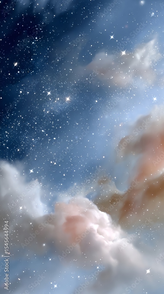 Fototapeta premium Dreamy pastel clouds and a starry night sky for phone wallpaper