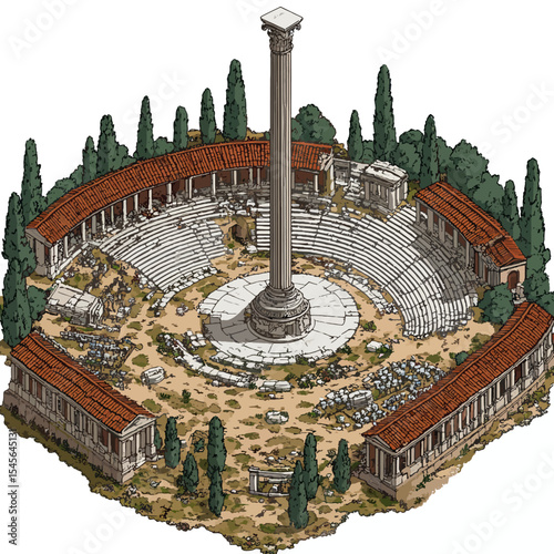 Building ruins isolated 