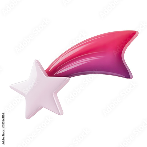 Shooting star illustration with pink tail and white star for graphic design and web design use cases