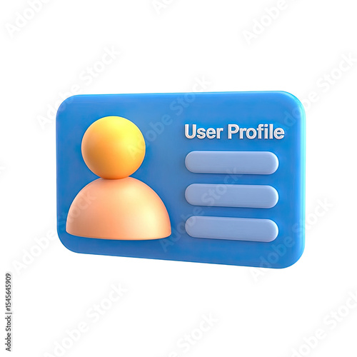 3d rendering of id card profile user icon for business identification and personal information card 100