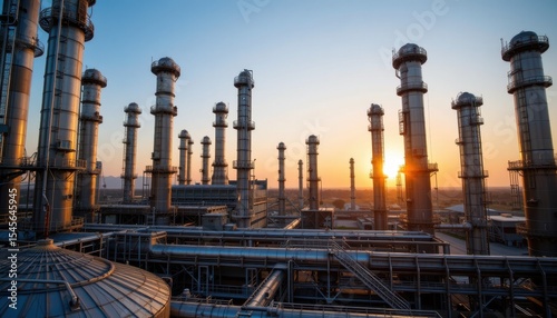 Wallpaper Mural Industrial operations at sunset oil refinery aerial view urban landscape technology and environment Torontodigital.ca