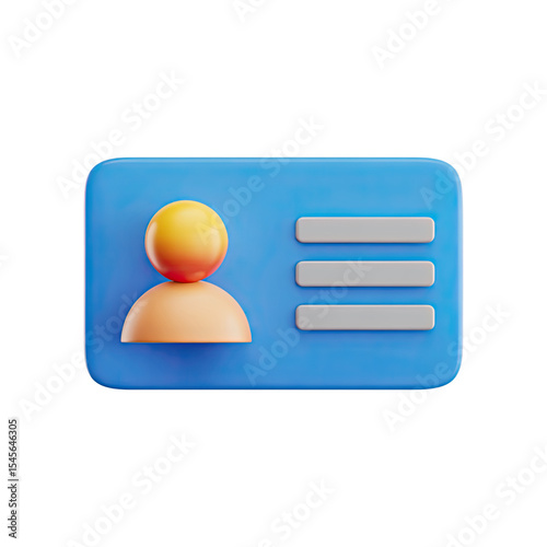 3d rendering of id card profile user icon for business identification and personal information card 100