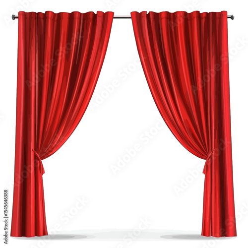 red curtain with a white background