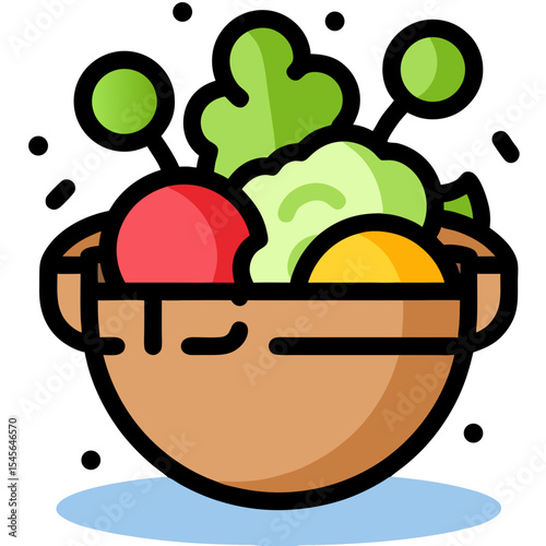 Vector SVG Icon Set of Fresh Vegetable Bowl with Modern Flat Design and Bright Colors for Digital Use