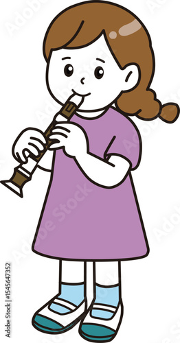 音楽の授業_リコーダー
This is an illustration of a child learning music. A child playing a recorder.