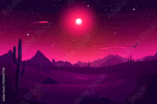 night landscape with desert 