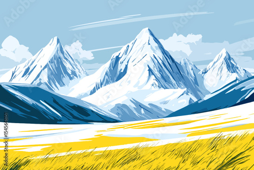 landscape with mountains and hill
