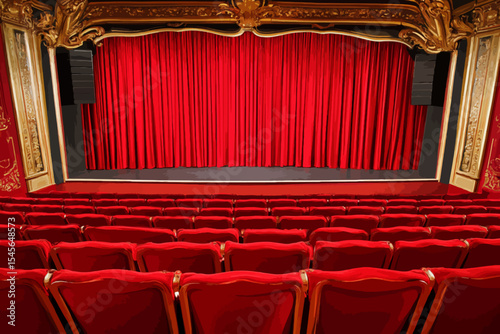 cinema stage with red curtains