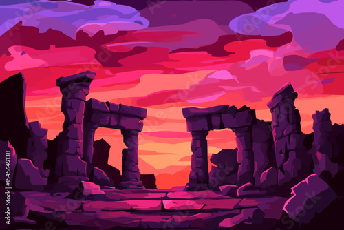 Ancient ruins illustration 