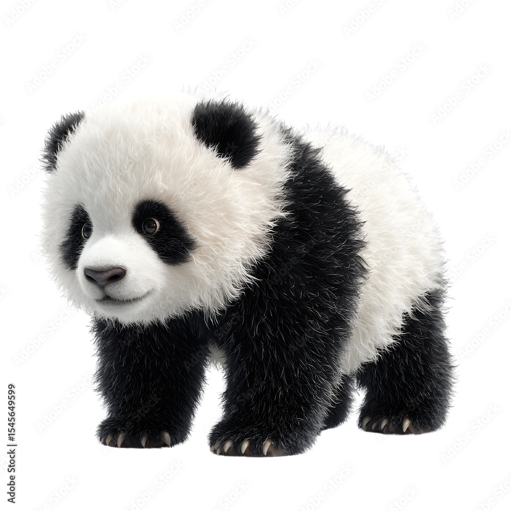 Fototapeta premium panda isolated transparent background, full-body shot, png