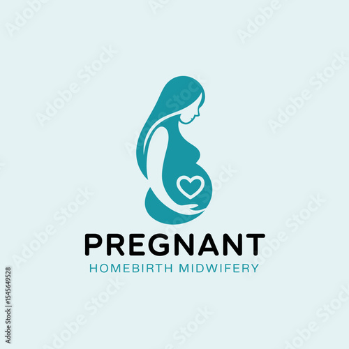 Minimalist Pregnant Woman with Heart Logo
