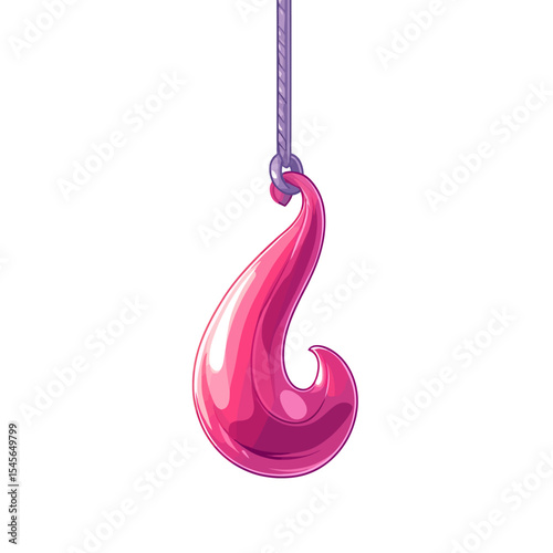 Pink fishing hook isolated 