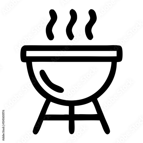 Outline Handdrawn Barbecue Grill Simple Drawing Illustration Icon
