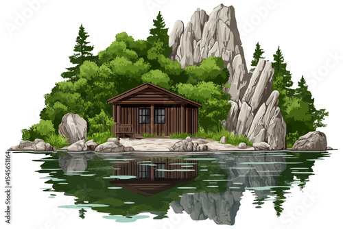 wooden house in the forest