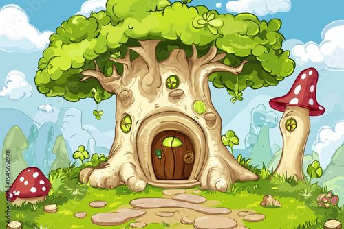Tree house vector illustration 