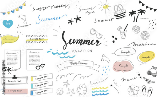 夏イメージのイラストセット