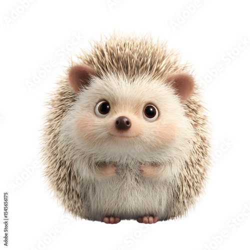 3d Cute hedgehog, isolated transparent background , png