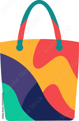 Tote bag surface-mock-up, abstract colourful pattern, high resolution with white background.