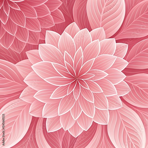 Elegant vector illustration of layered pink petals forming a symmetrical floral design with soft gradients.