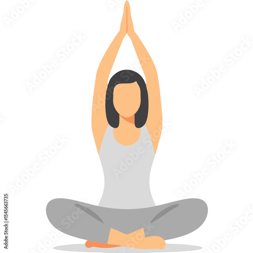 Minimalist Vector SVG Illustration of Woman Meditating in Yoga Pose in Flat Design Style with Neutral Colors for Wellness Branding