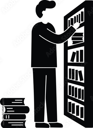 Public Service Vector Illustration of a Person at a Library Environment