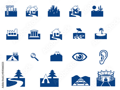 Collection of vector icons in blue
