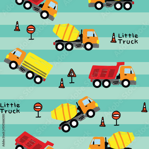 construction road works doodle vector set with teal background  