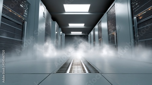 Close-Up of Raised Floor Air Vent in Modern Server Room Environment