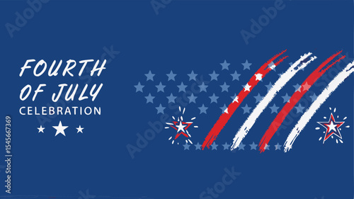 Fourth of july celebration design with stars and stripes on a blue background for independence day event
