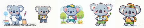 cute koala vector going to school