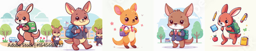 cute kangaroo vector going to school