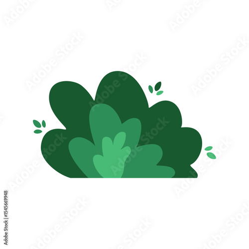 Bushes illustration in flat style. Collection green plants for decoration. Vector isolated on white background.