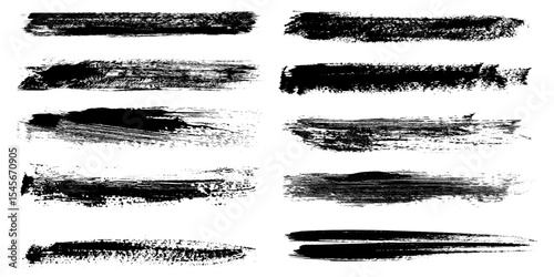 Collection of vector paint bold brush strokes, hand drawn thick grunge lines and rectangle shapes modern grunge modern arts