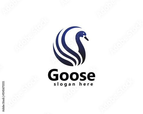 creative swan animal logo, abstract swan with circular line wings, logo design inspiration
