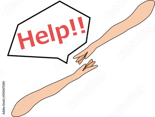 助けを求めるグラフィック素材イラスト