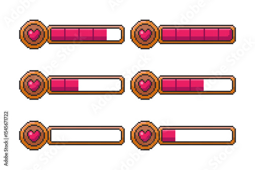 Pixel art Game Health Bars Set game asset design