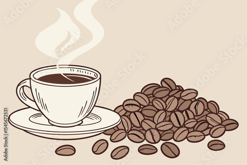 Coffee Bliss: A Cup Surrounded by Beans