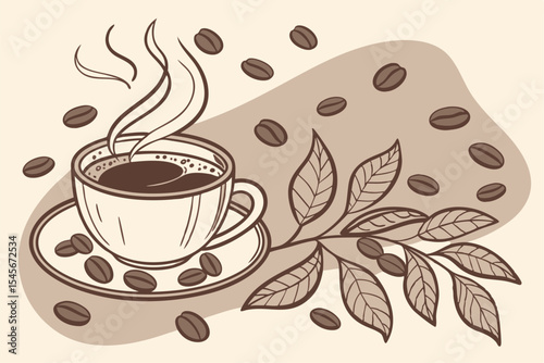 Coffee Bliss: A Cup Surrounded by Beans