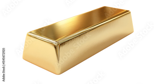 High-Quality 3D Render of a Shiny Gold Bar, Precious Metal Ingot, Wealth Symbol isolated on transparent background