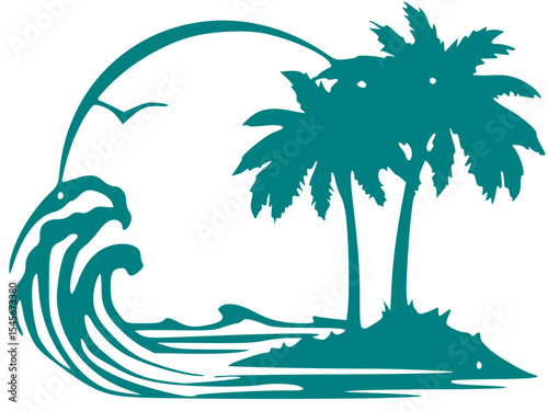 tropical island with palm trees