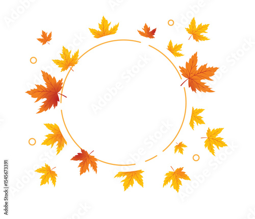 Autumn Leaves Background, Hand Drawn Flat Autumn Background, Maple Leaf Autumn Background
