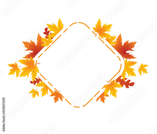 Autumn Leaves Background, Hand Drawn Flat Autumn Background, Maple Leaf Autumn Background