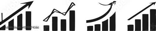 Growth Multiple Style Icon Set Vector