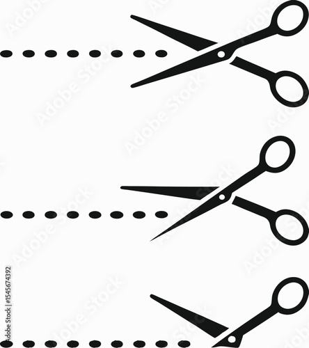 Scissors and cut lines set. Vector illustration 