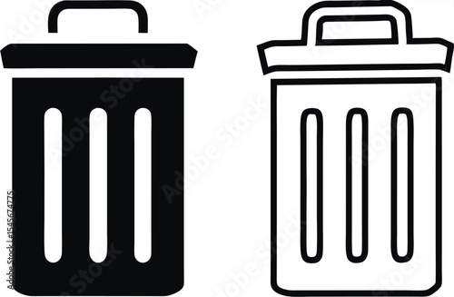 Bin icon set. Trash can, delete button. Vector 