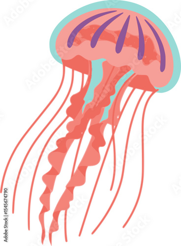 Illustration of a jellyfish in pink and orange tones