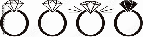Diamond ring. Engagement ring. Vector 