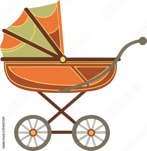 Baby stroller in flat style. Vector illustration 